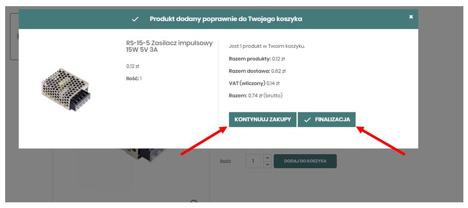 okienko potwierdzenia